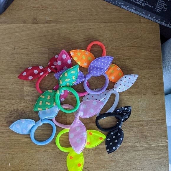 LOT of 10 hair elastics girl bow elastic New - Picture 4 of 5